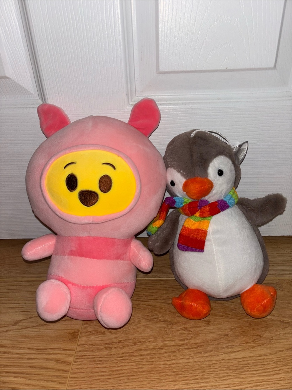 Plush Set - Winnie the Pooh in Piglet Outfit and Penguin with Scarf